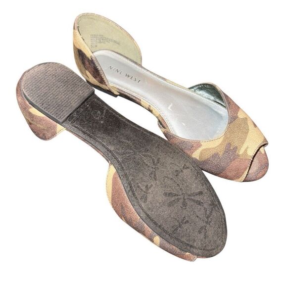 Nine West Penelope Peep-Toe Open Toe fabric Camo print Flats Size 5.5 - Picture 6 of 7